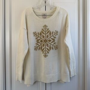 St. John’s Bay Cozy Cream Sweater with Gold Snowflake Design